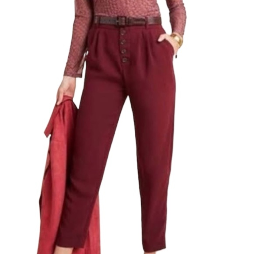 Anthropologie Button-Fly Tapered Trousers Size 2